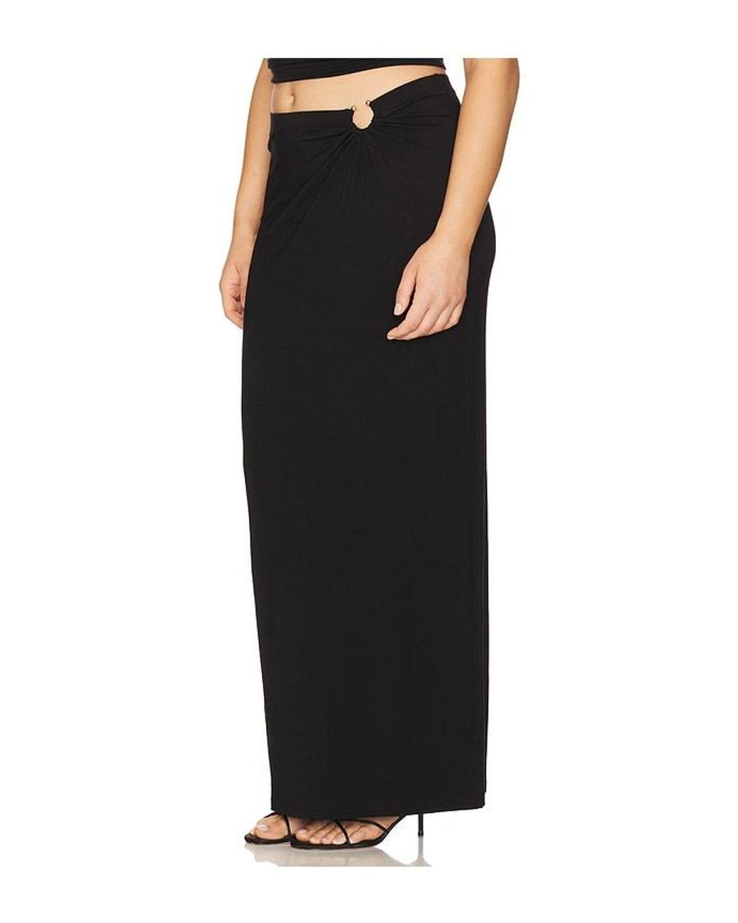 GOOD AMERICAN Black Stretch Jersey Maxi Skirt