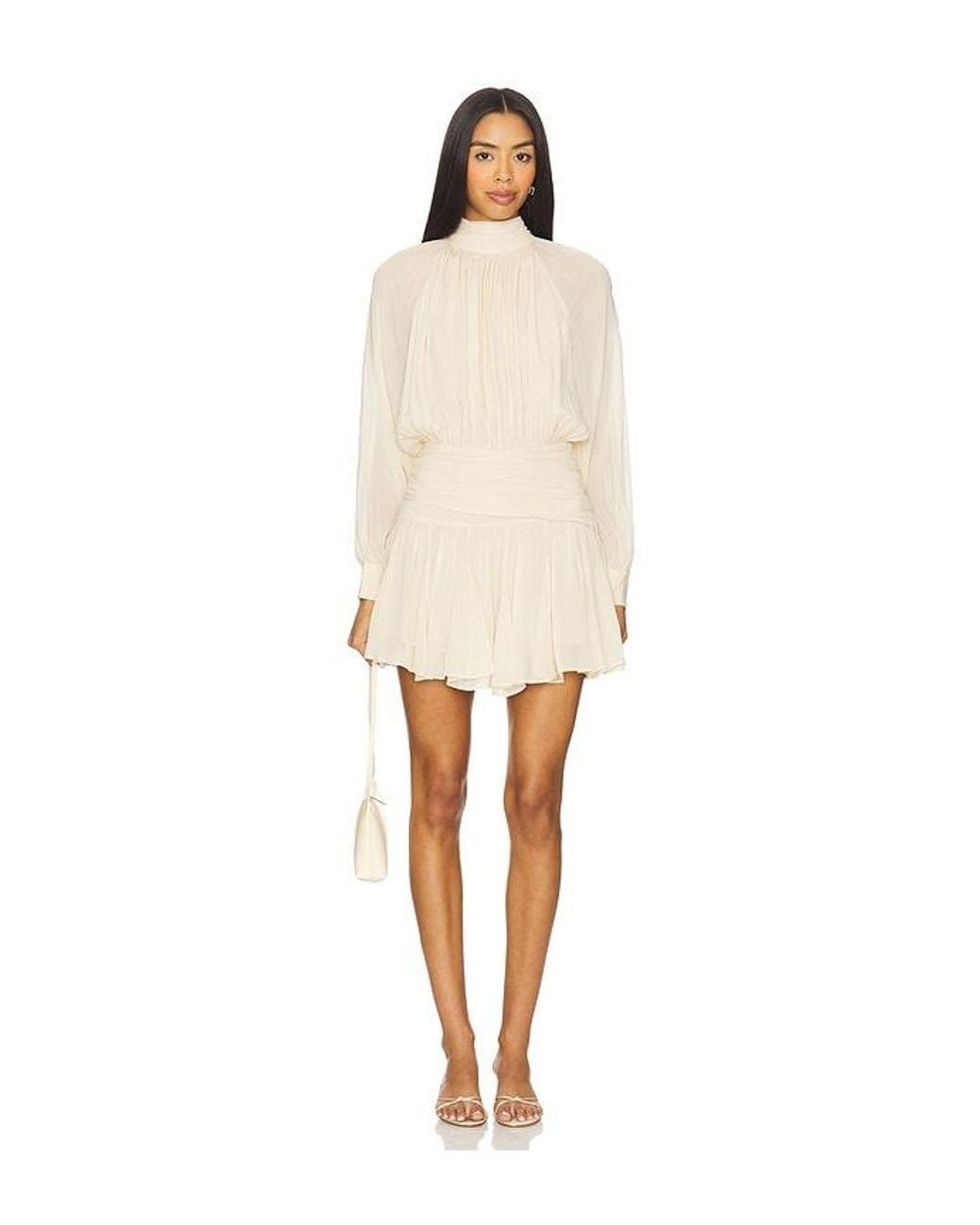 Nicholas Natural Cecile High Neck Mini Dress With Godets
