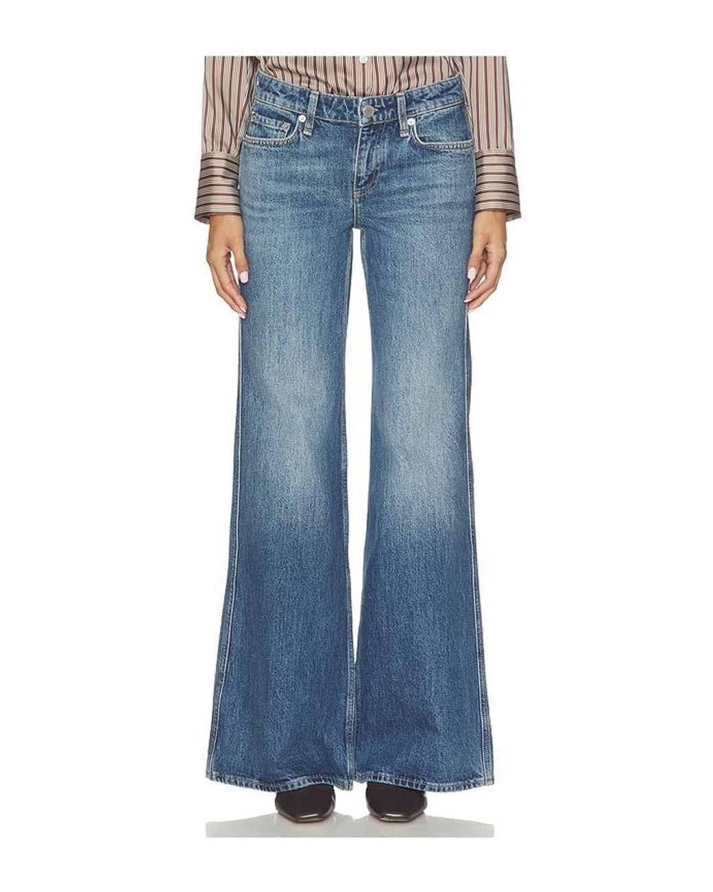 Rag & Bone Blue Josie Low Rise Relaxed Flare Jeans