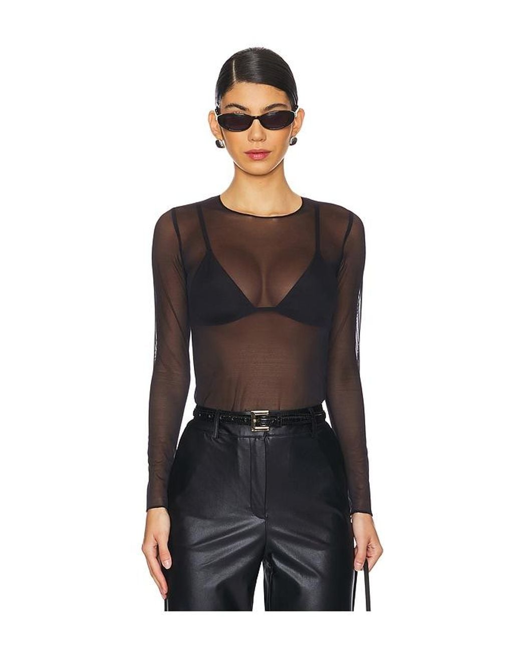 Camiseta Manga Larga Chic Mesh En Color Negro Talla (También En M/L) Commando de color Black