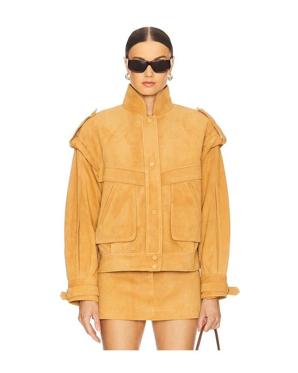 AEXAE Orange Leather Suede Oversized Jacket
