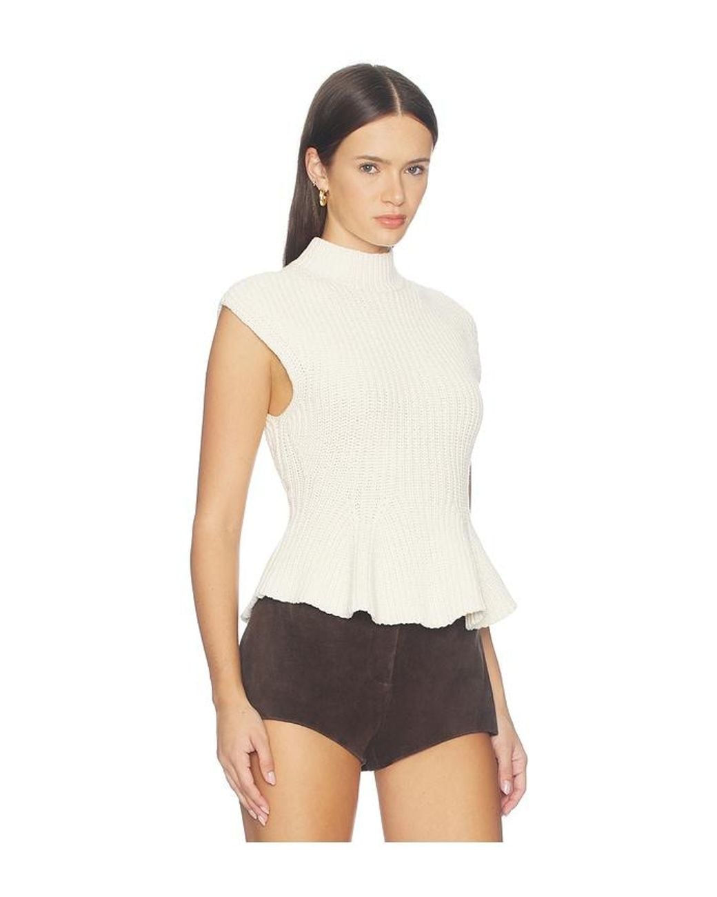 Tularosa White Prina Peplum Sweater