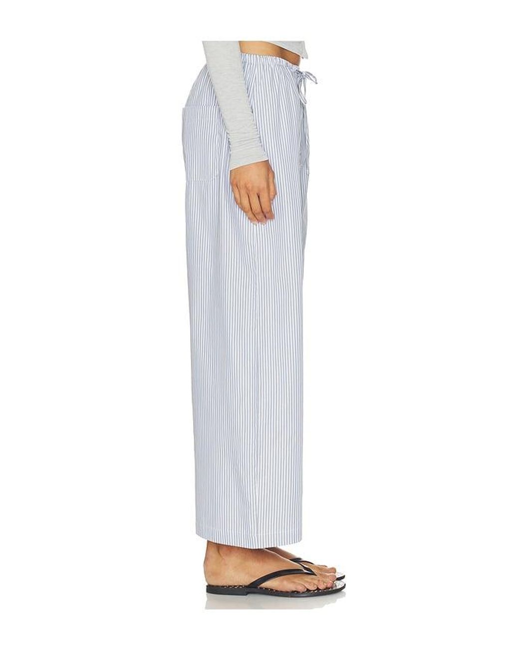 Leset Blue Yoshi Stripe Crop Drawstring Pant