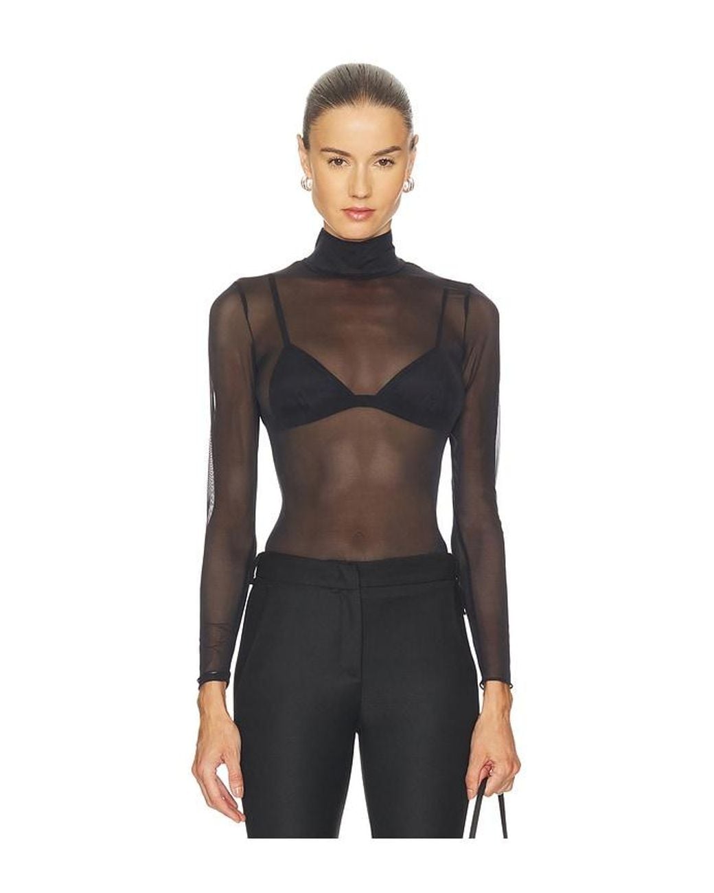 Commando Black Chic Mesh Long Sleeve Turtleneck