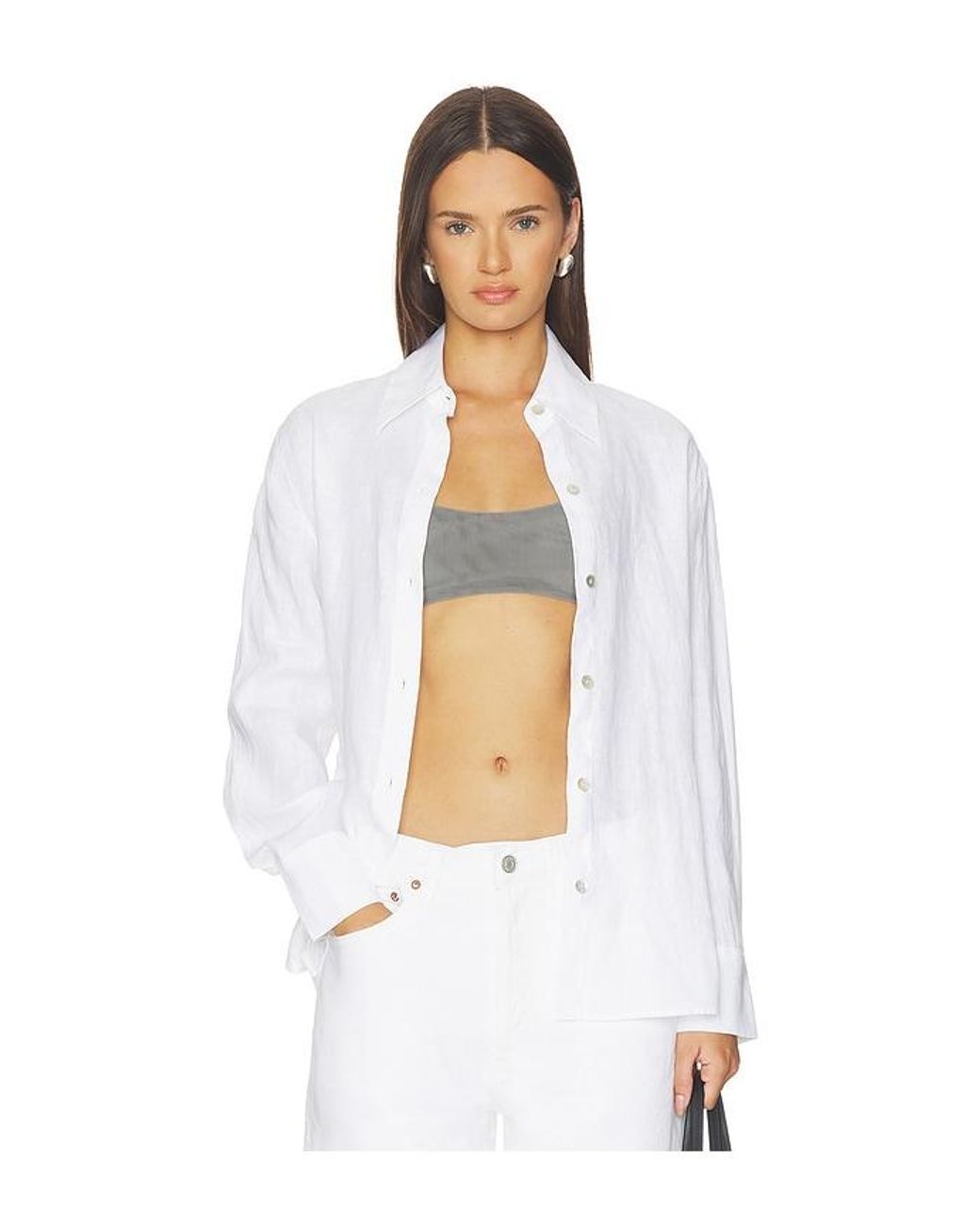Vince White Relaxed Long Sleeve Button Down