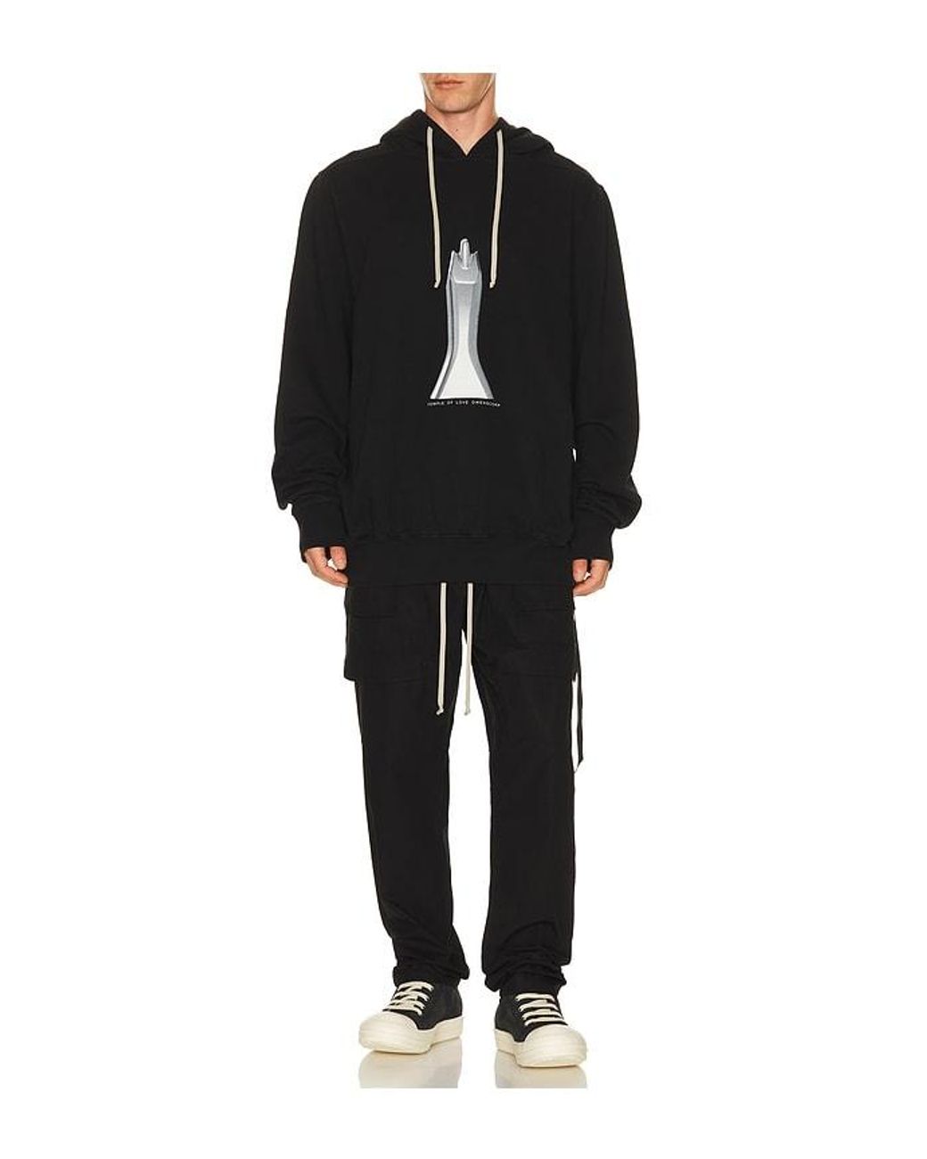Rick Owens Black Sister Graphic Oversized Hoodie for men
