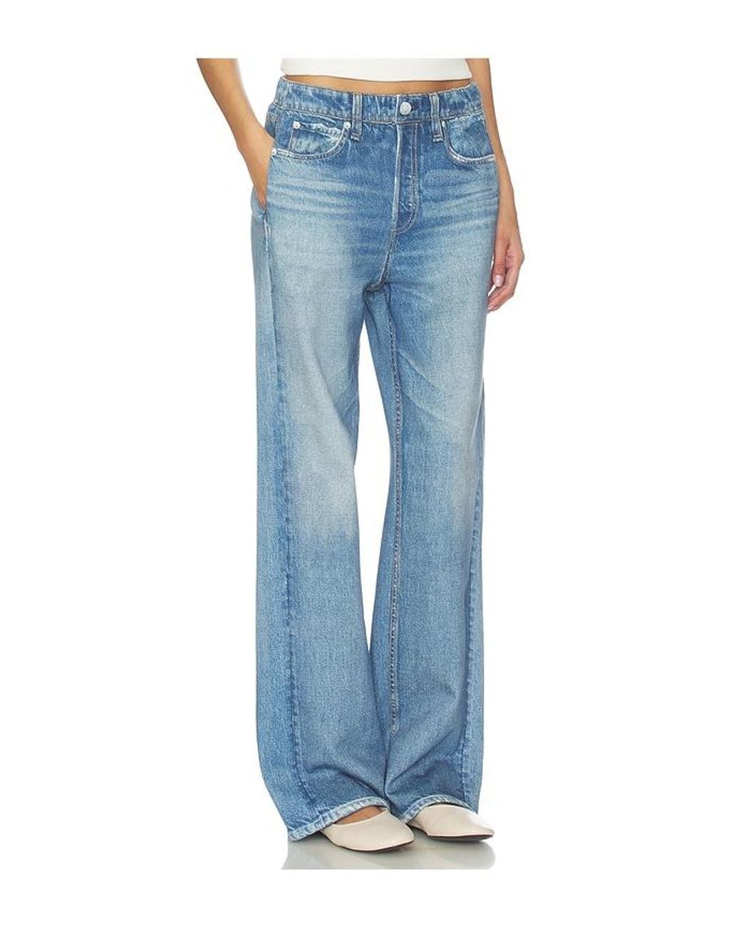 Rag & Bone Miramar Fleece Wide Leg Jeans in Blue | Lyst