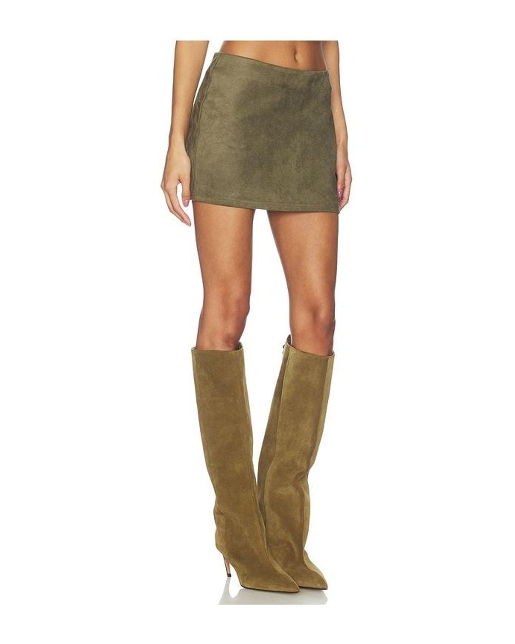 superdown Green Patsie Faux Suede Mini Skirt