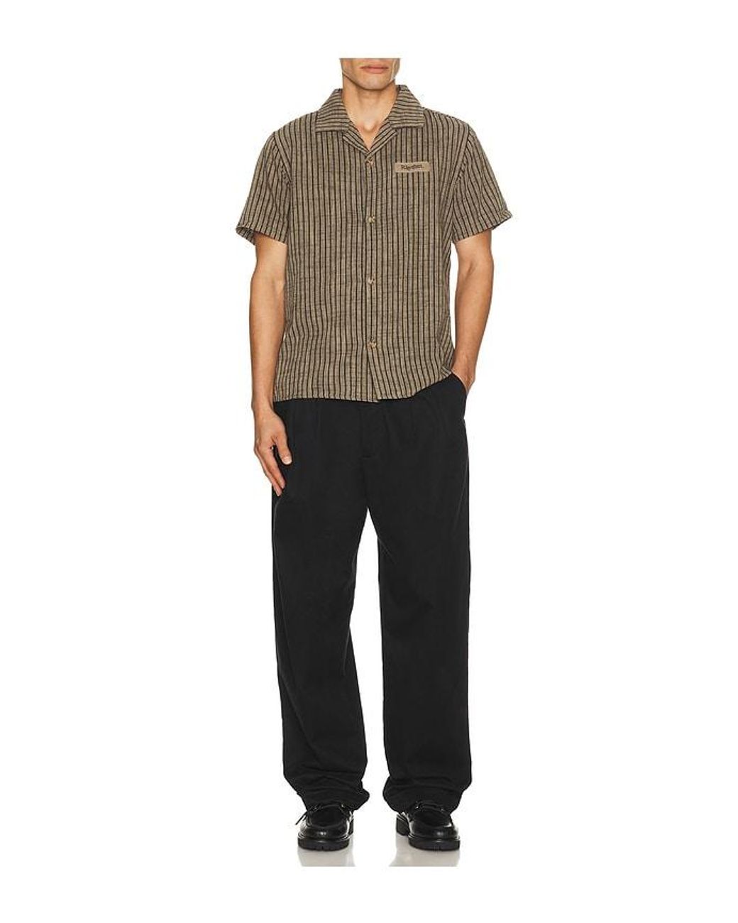 Rhythm Black Texture Stripe Shirt for men
