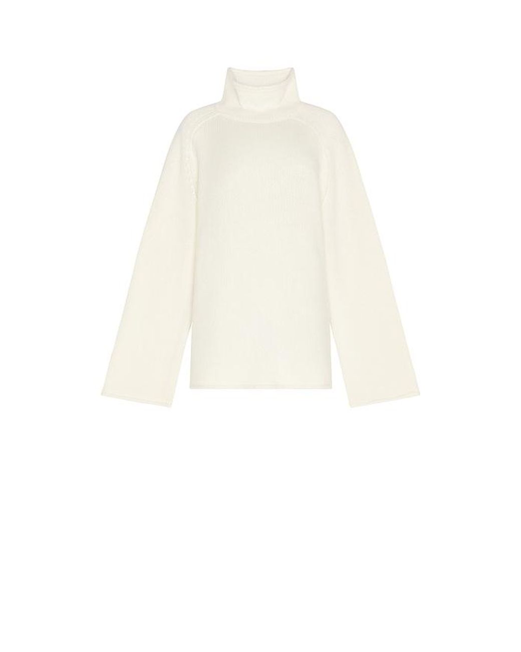 SRG White Sukki Cashmere Oversized Turtleneck