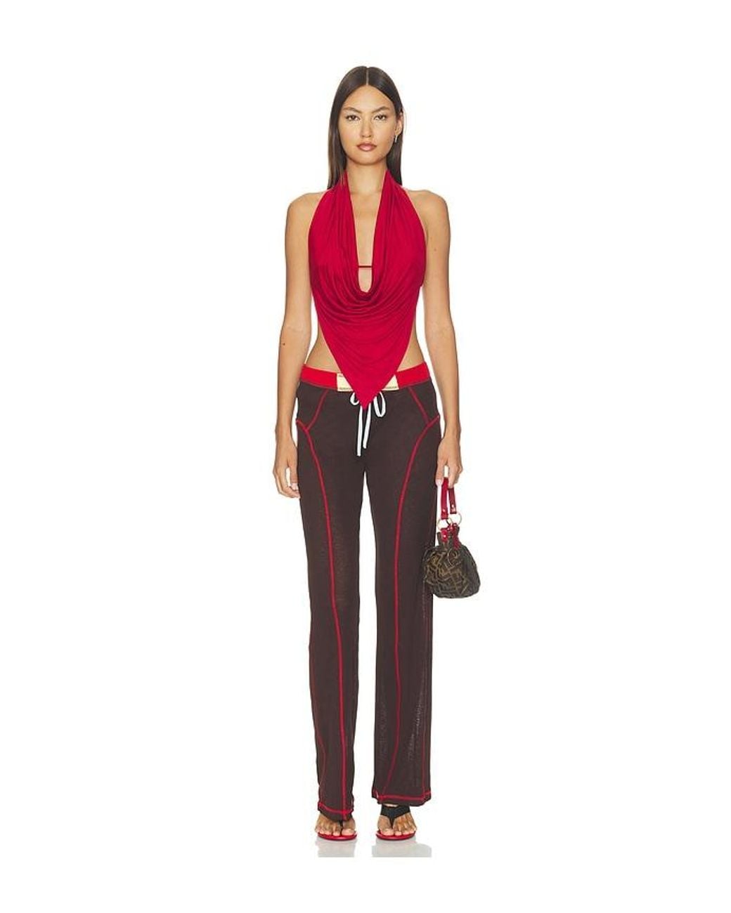 Peachy Den Red Blanche Halter Top