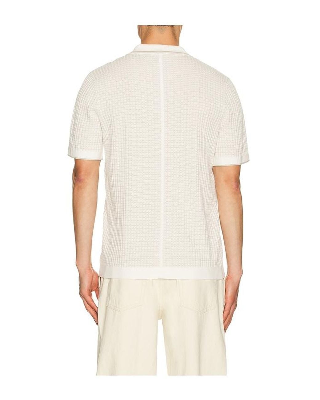 Rag & Bone White Harvey Rib Polo for men