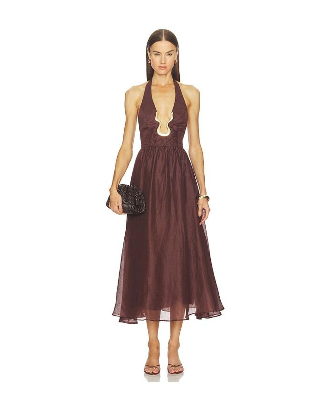 Bardot Red Cavarly Ramie Halter Dress