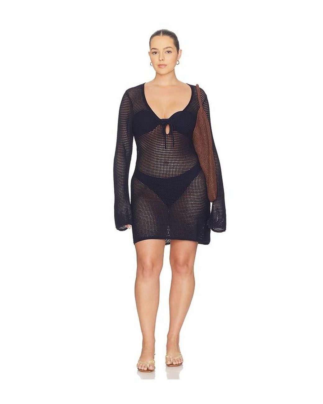 GOOD AMERICAN Black Crochet Mini Dress