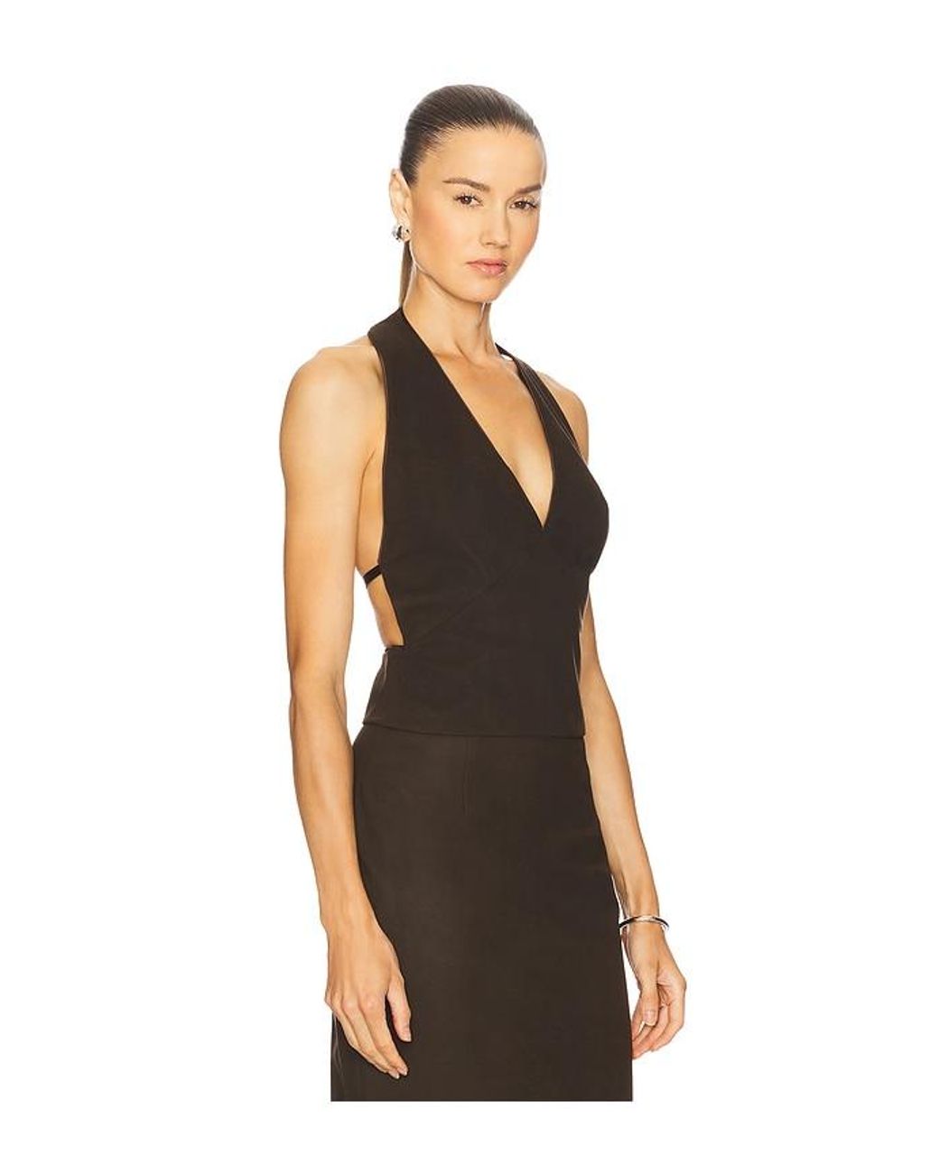 SAU LEE Black Nomi Suede Top