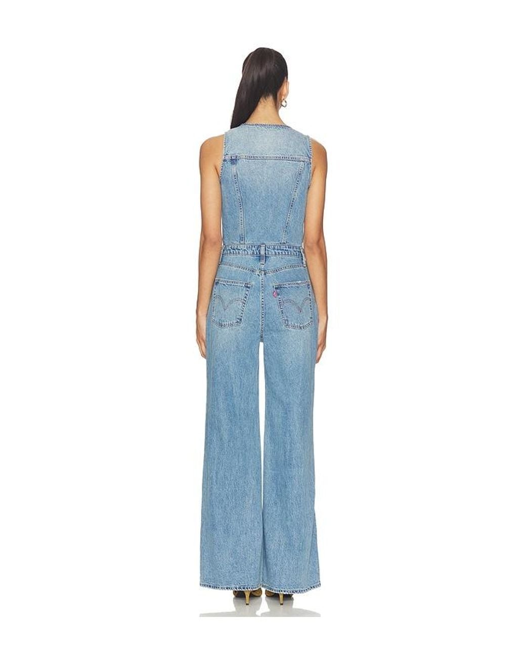 Levi's Blue Vest Wide Leg Jumpsuit