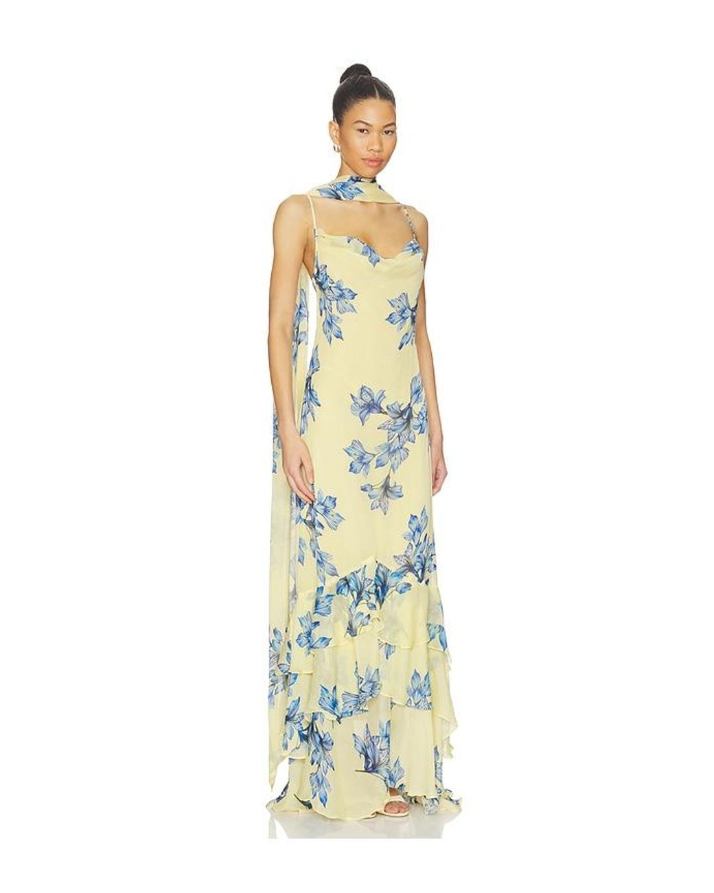 Rococo Sand White Cowl Maxi Dress With Sash