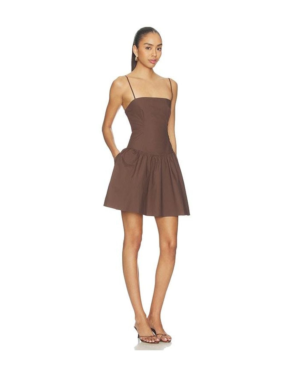 Susana Monaco Natural X Revolve Poplin String Smocking Dress