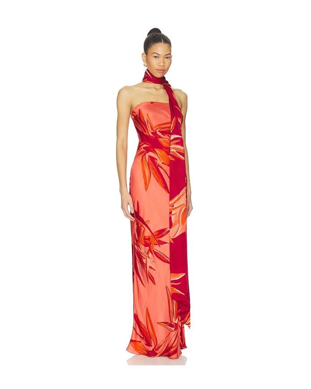 Rococo Sand Red Strapless Maxi Dress