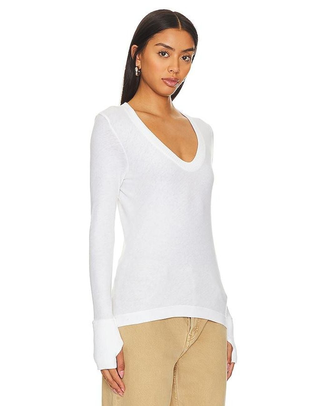 Enza Costa White Cashmere Easy Cuffed U