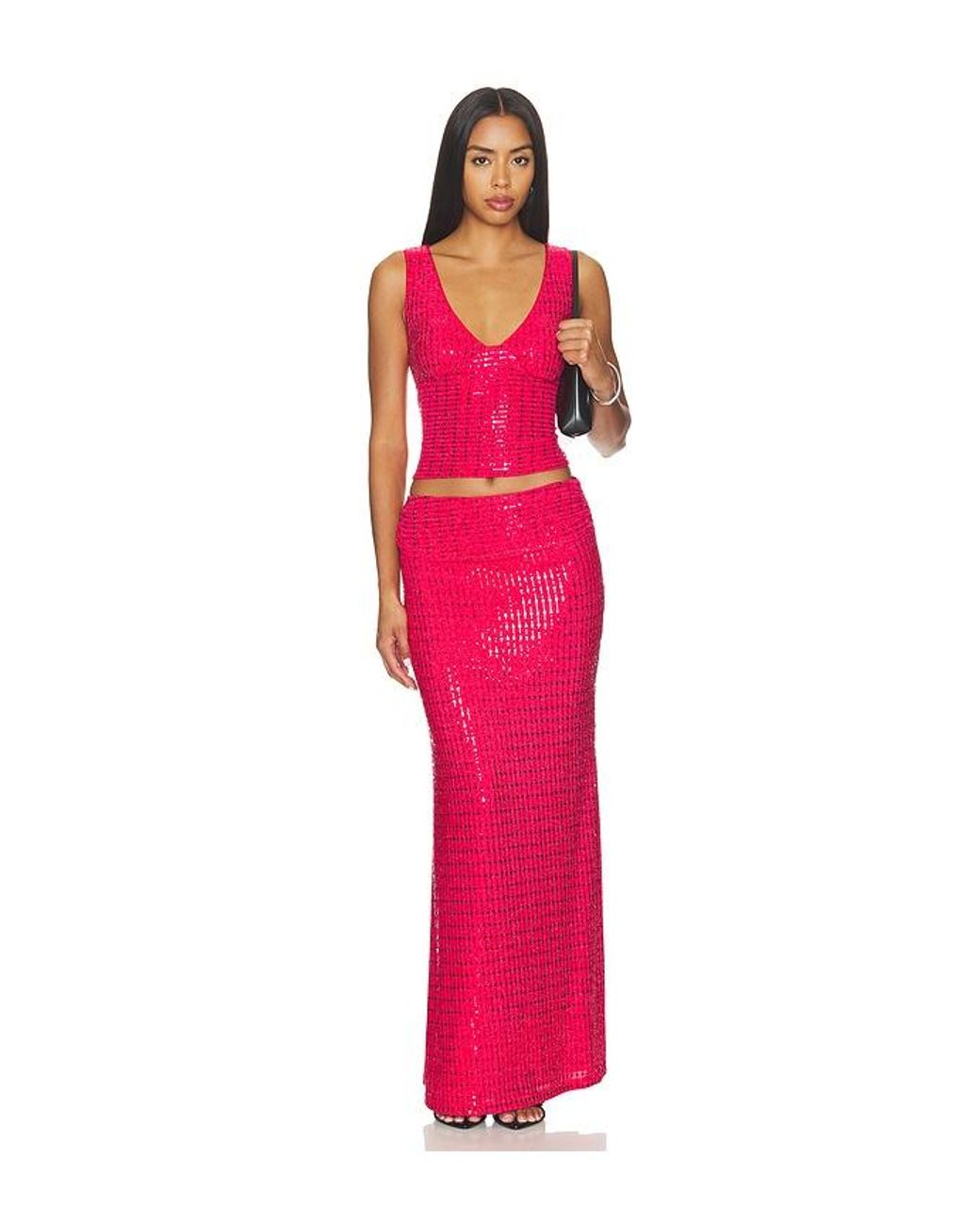 Runaway the Label Pink Retta Ruched Waistband Maxi Skirt