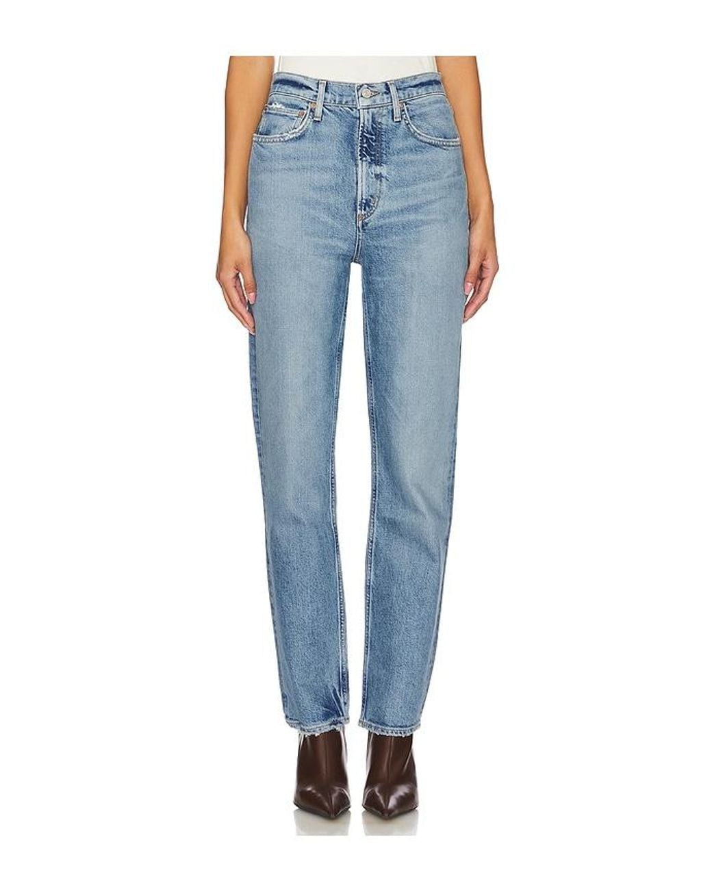 Agolde Blue High Rise Stovepipe Jeans