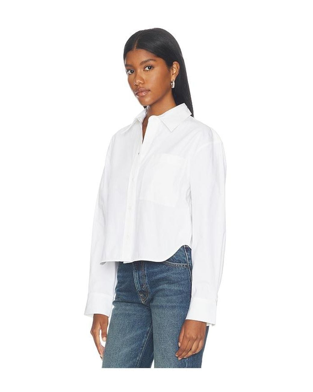 Anine Bing White Scott Cropped Shirt