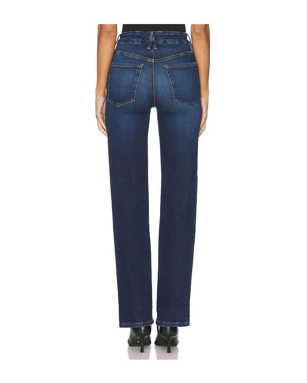 GOOD AMERICAN Blue Soft Tech Good True Straight Jeans