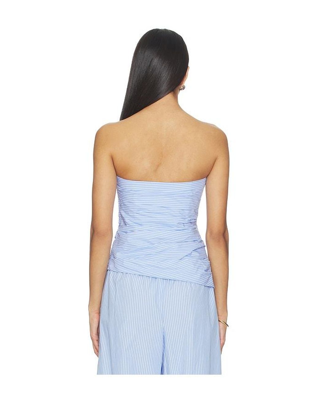 Jonathan Simkhai Blue Emerson Ruched Bustier Top