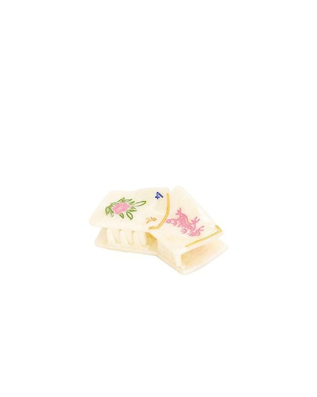 Solar Eclipse White Hand-Painted Mini Flower Mahjong Claw Hair Clip
