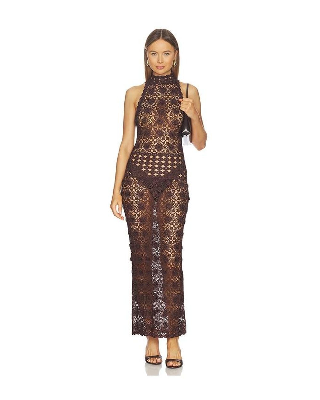 Bec & Bridge Brown Ania Halter Maxi Dress