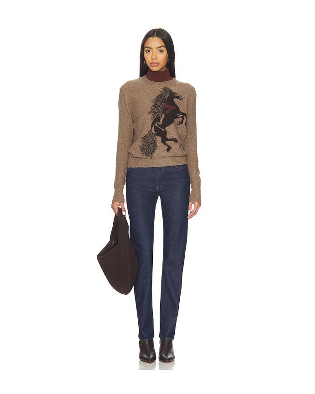 Autumn Cashmere Blue Sweater Mit Rundhalsausschnitt Intarsia