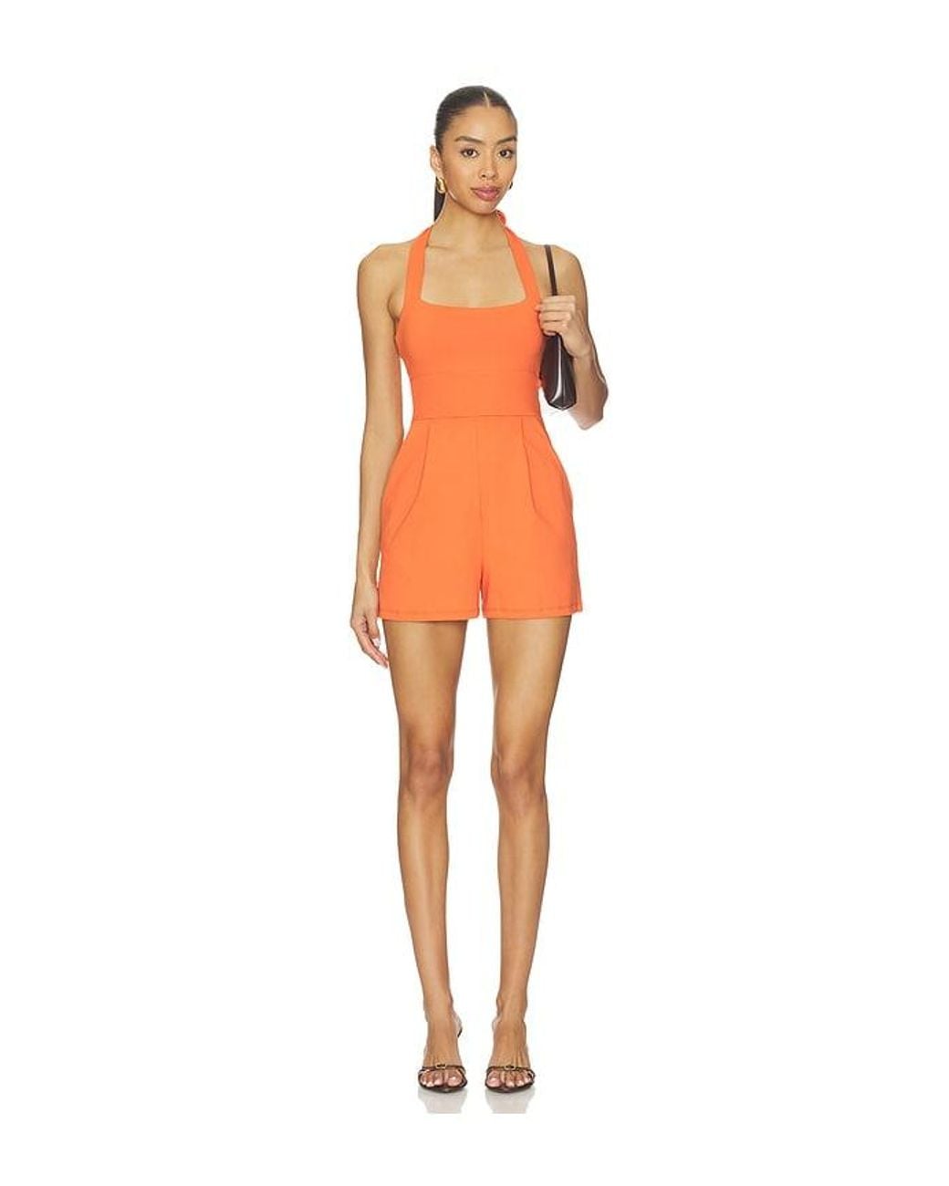 Susana Monaco Orange Wire Strap Tie Romper