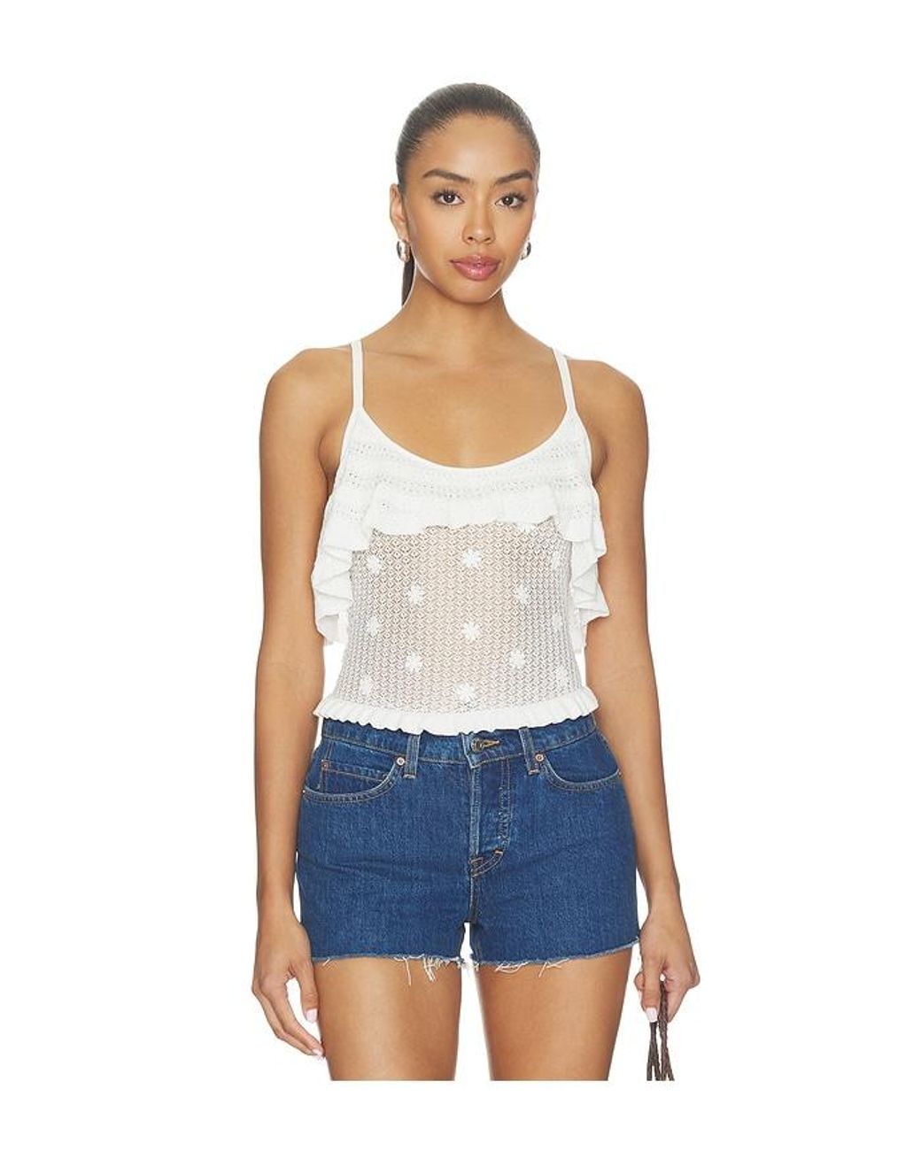 Lovers + Friends Blue Madalena Floral Embellished Tank
