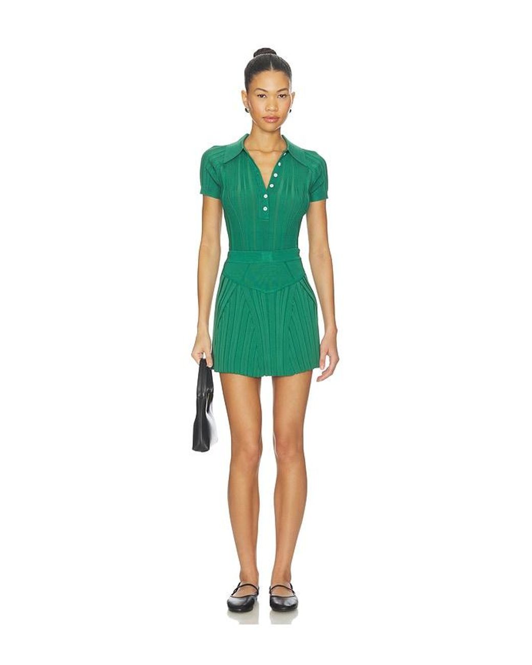 Fleur du Mal Green Rib Flare Skirt