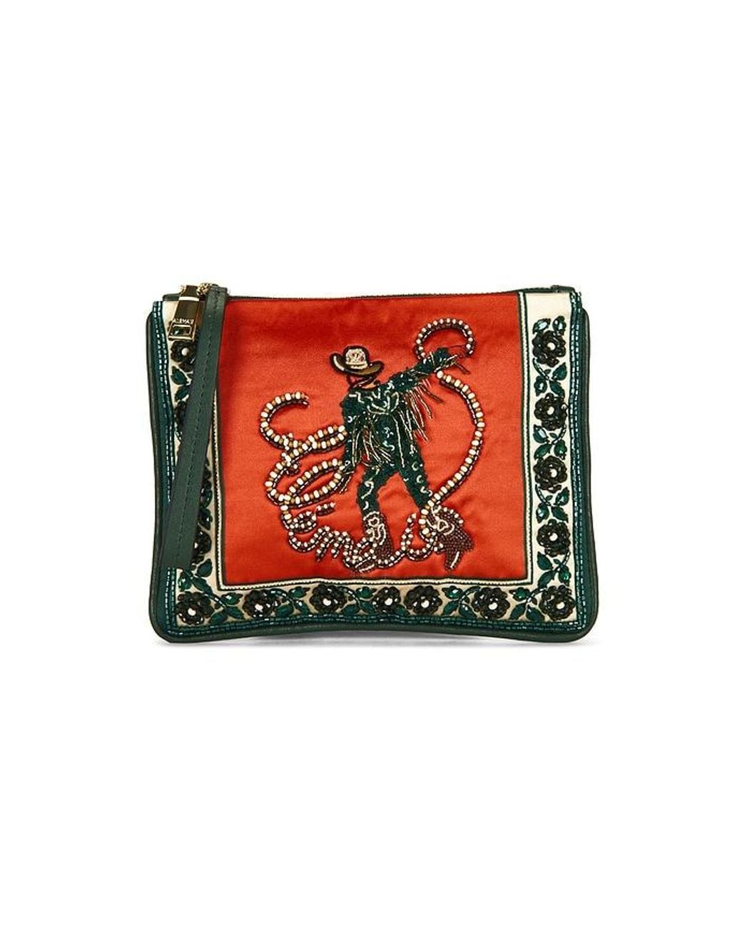 ALÉMAIS Red Ace Cowboy Embellished Clutch