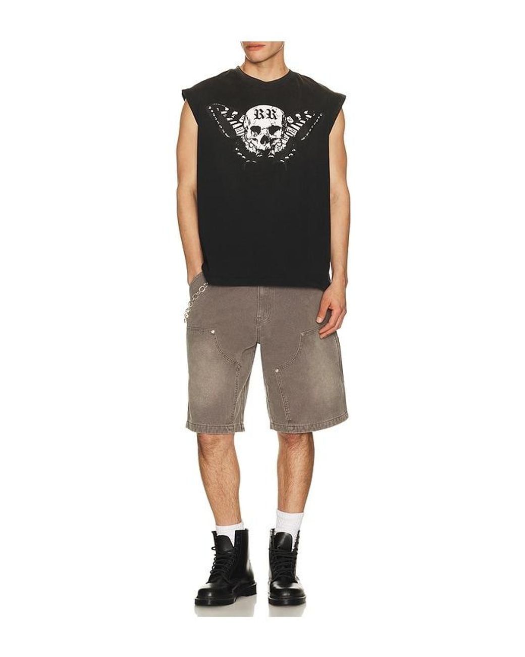 Ryoko Rain Black Butterfly Skull Sleeveless Tee for men