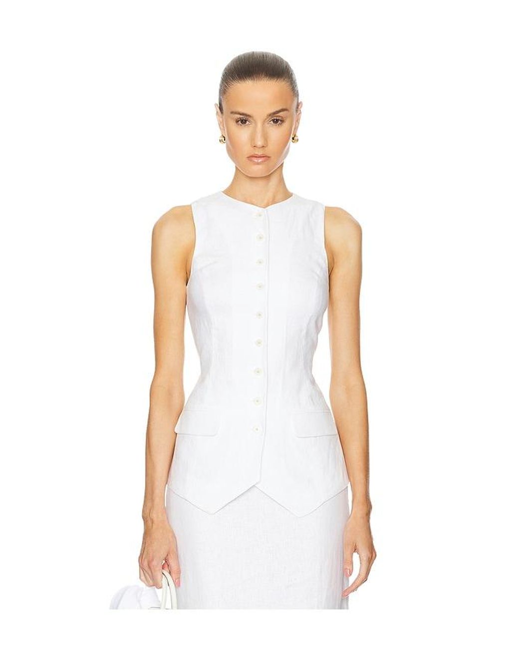 Helsa White Linen Button Tunic