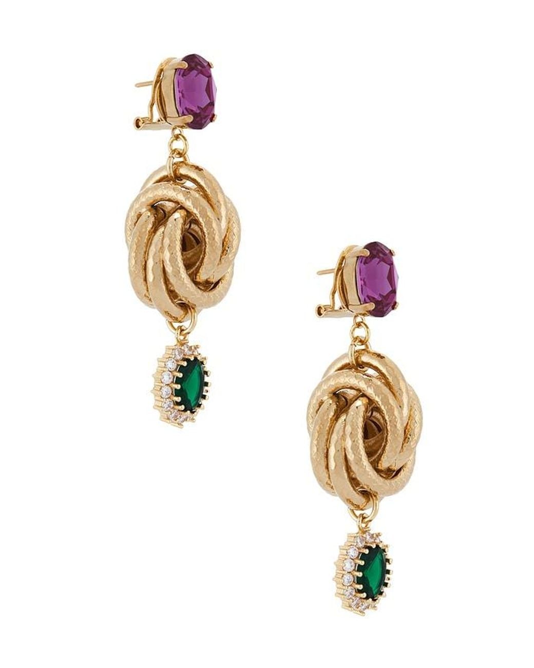 Anton Heunis Metallic Omega Clasp Knot & Charm Pendant Earrings