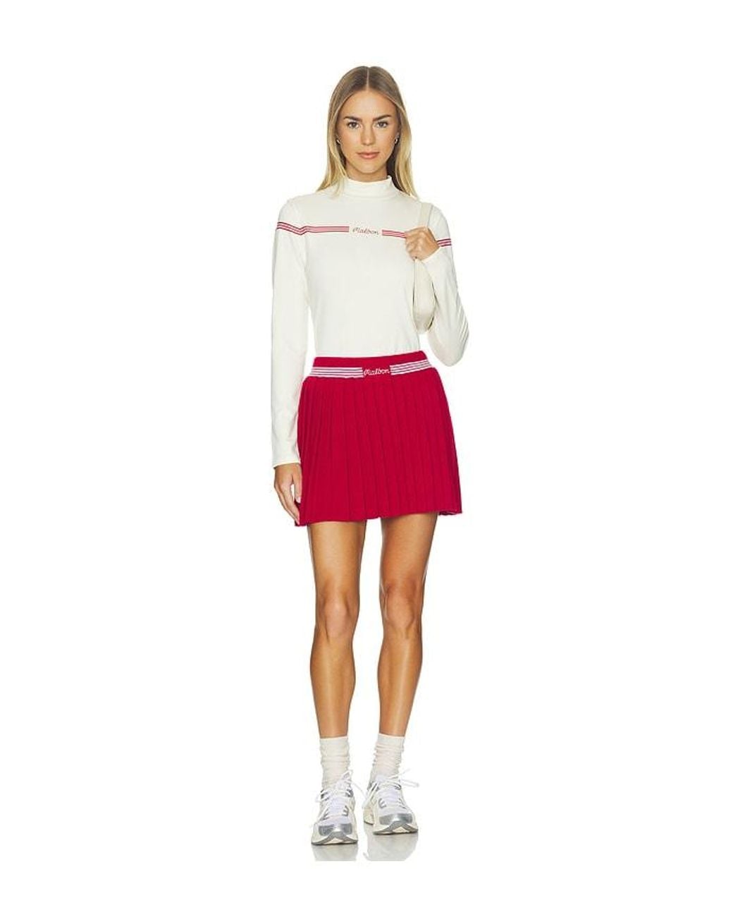 Malbon Red Sierra Mockneck Top