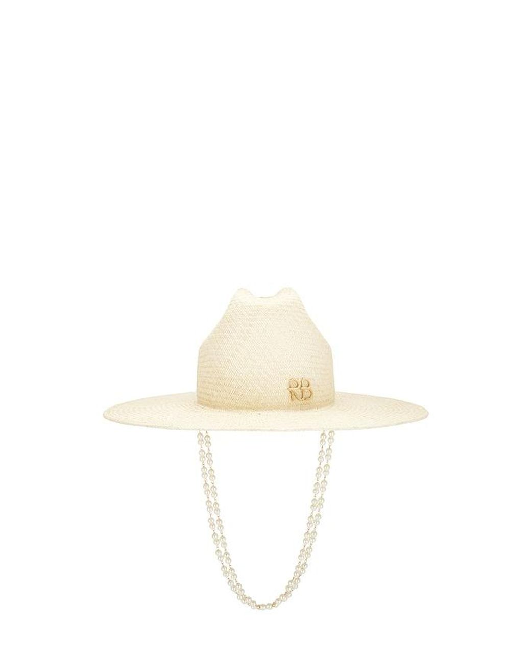 Ruslan Baginskiy White Double Chain Strap Cowboy Hat