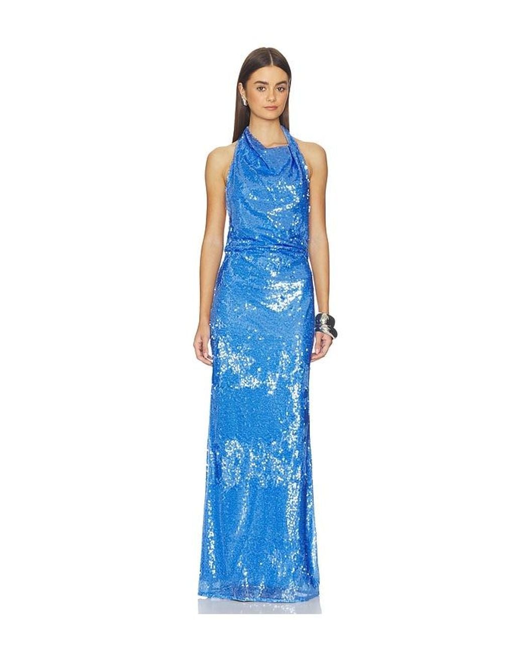 Jonathan Simkhai Blue Reannon Draped Gown