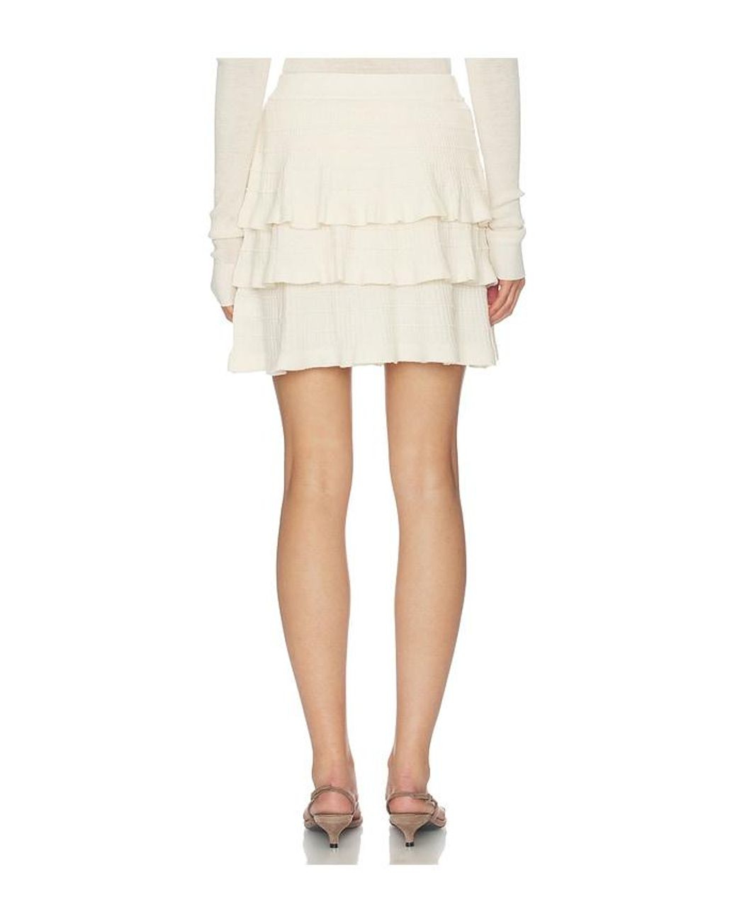 Susana Monaco White Light Merino Tiered Sweater Skirt