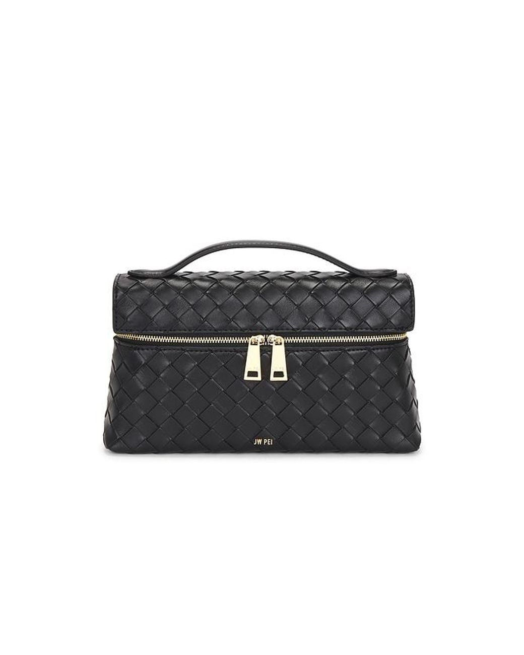 JW PEI Black Thea Weave Texture Top Handle Bag