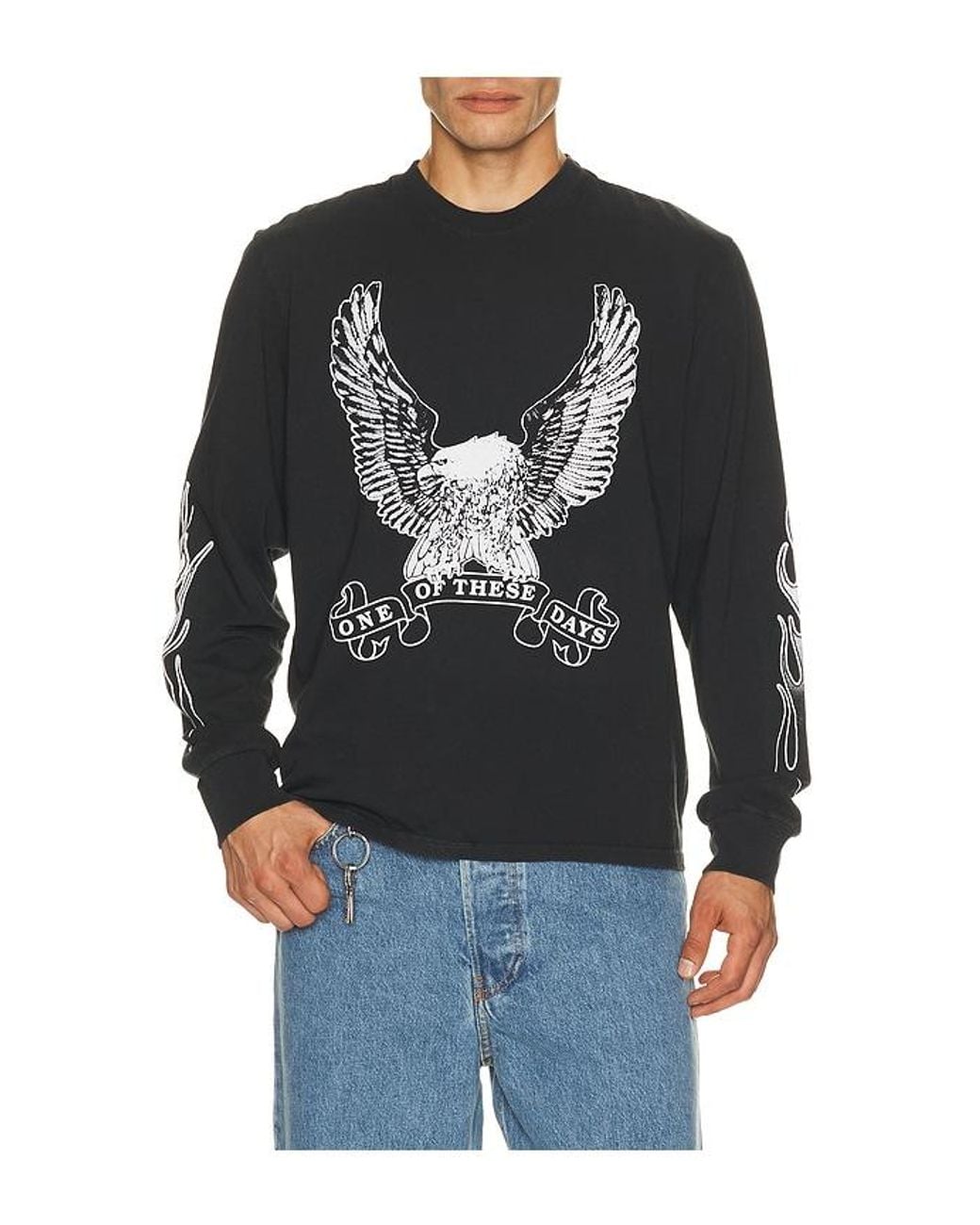 One Of These Days Black An American Original Long Sleeve Tee Shirt for men