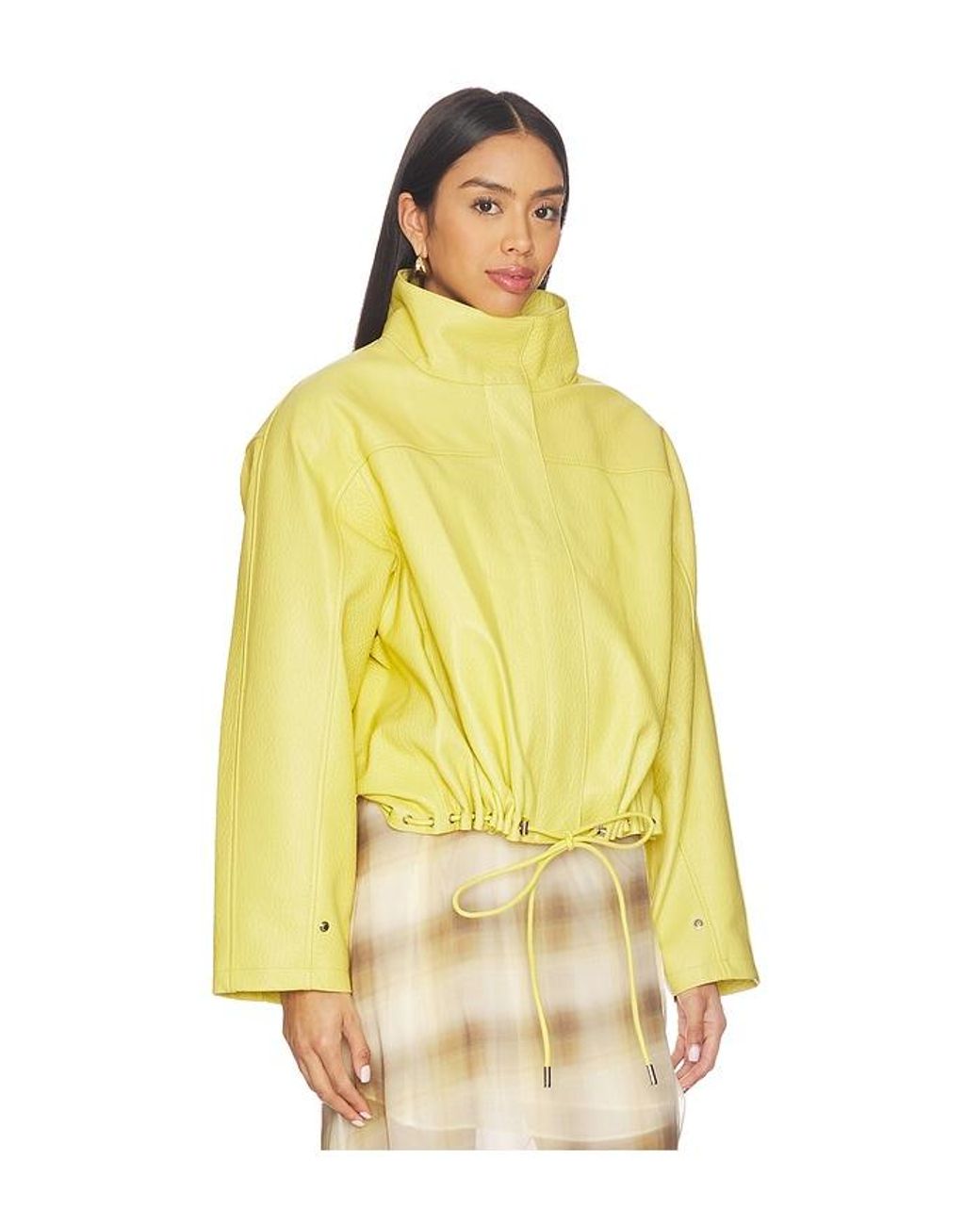 AEXAE Yellow Leather Pebble Utility Jacket