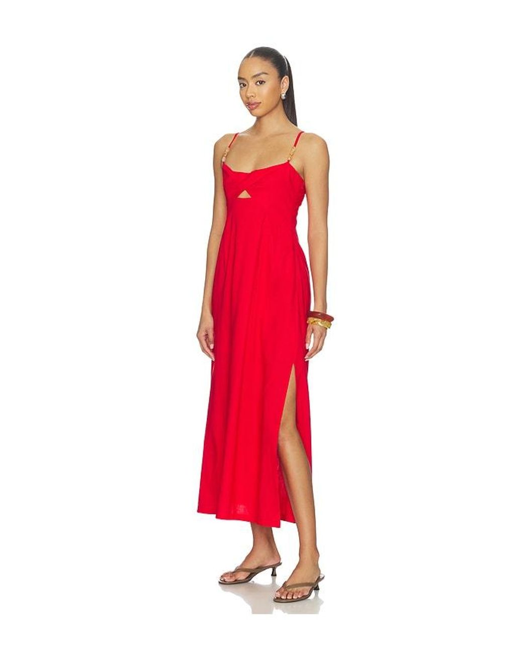MINKPINK Red Rhodes Twist Front Maxi Dress