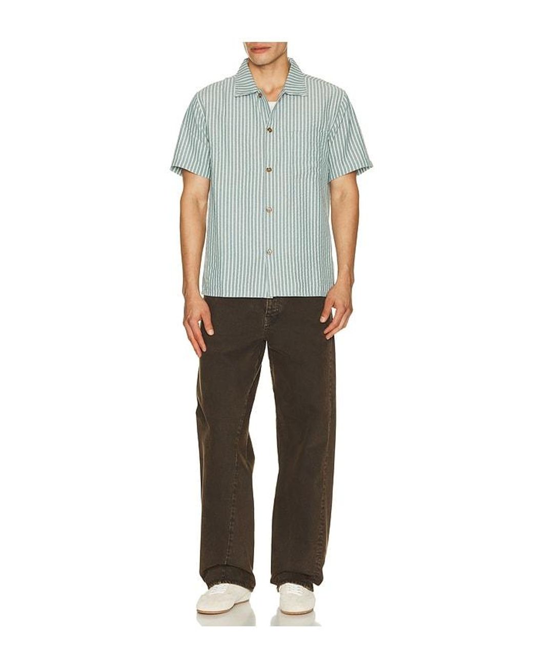 Rhythm Blue Seersucker Stripe Shirt for men