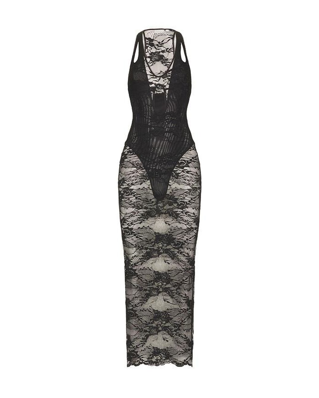 HAELO Blue Lace Veiled Dress