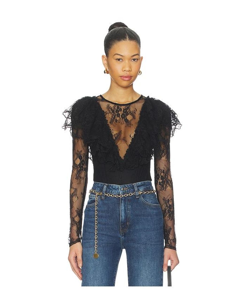 Free People X Revolve Sunday Candy Bodysuit in Black | Lyst
